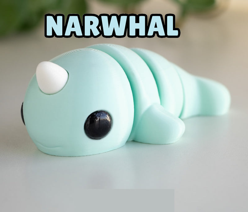 Narwal walvis, 3D geprint, animals 3D Fidget toys speelgoed