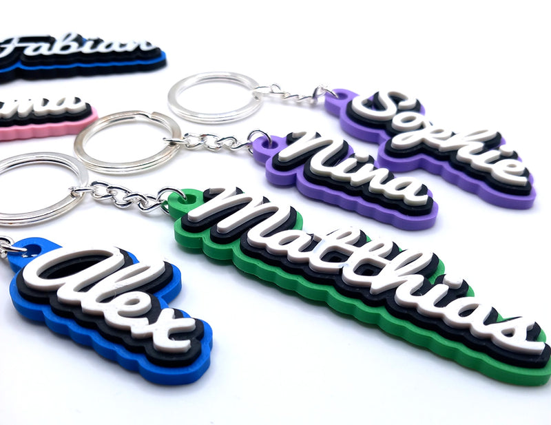 Gepersonaliseerde sleutelhanger met naam, tekst, je bedrijf enz